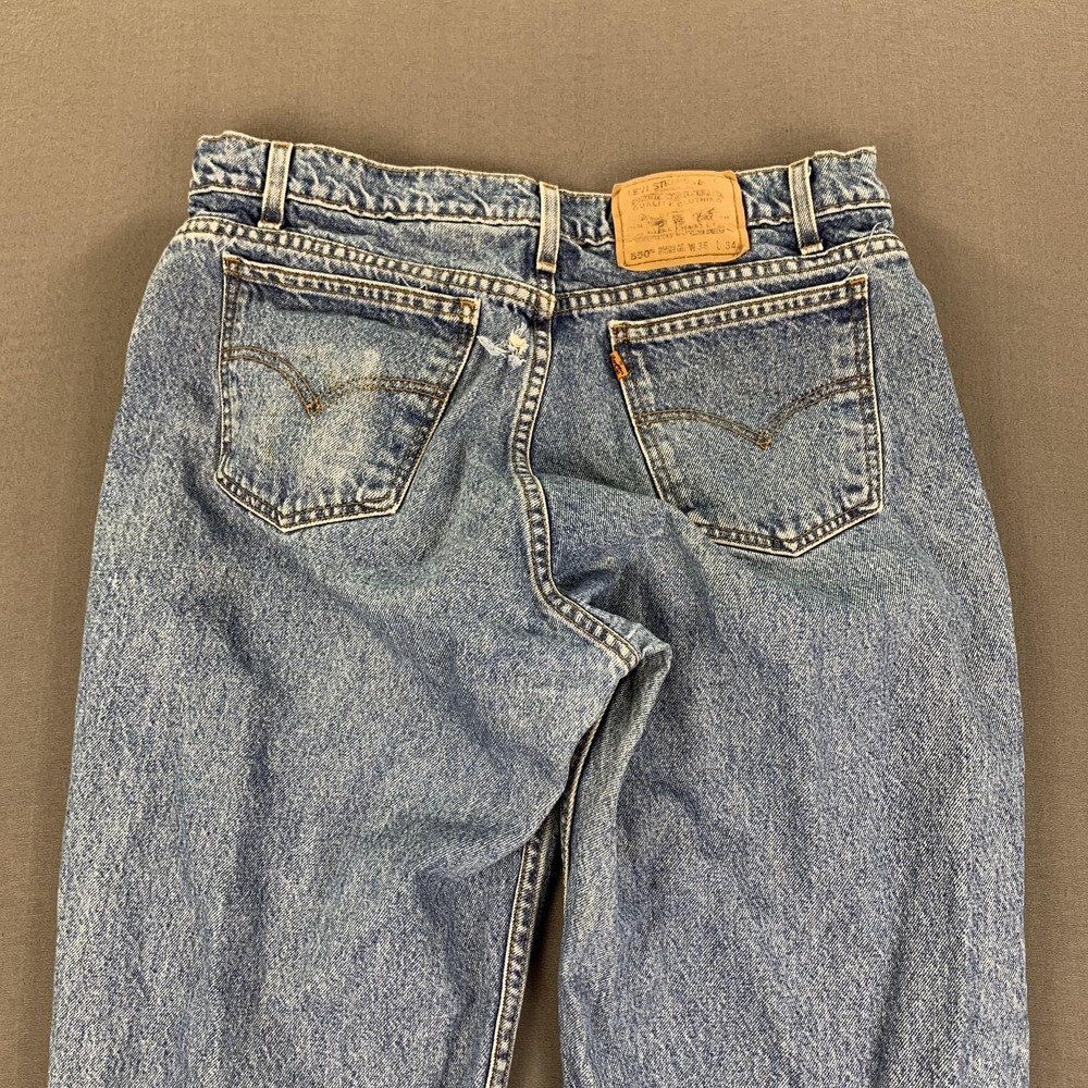 VTG Levis 550 Jeans Mens 36x34 Blue Relaxed Tapered Orange Tab Denim 90s Cowboy‎